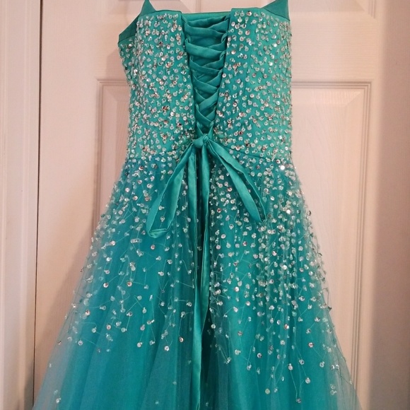 Strapless Corset Beaded Princess Gown - Picture 5 of 8